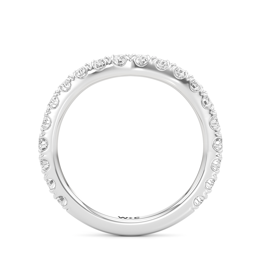 Elan Crossover Diamond Wedding Band with Platinum Cut Diamond in 14KT Platinum view 4
