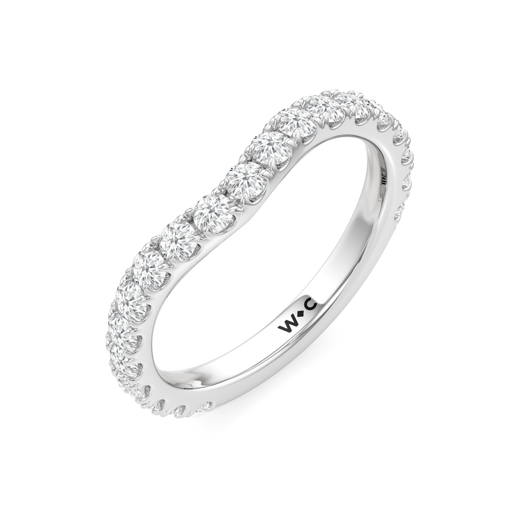 Elan Crossover Diamond Wedding Band with Platinum Cut Diamond in 14KT Platinum view 5
