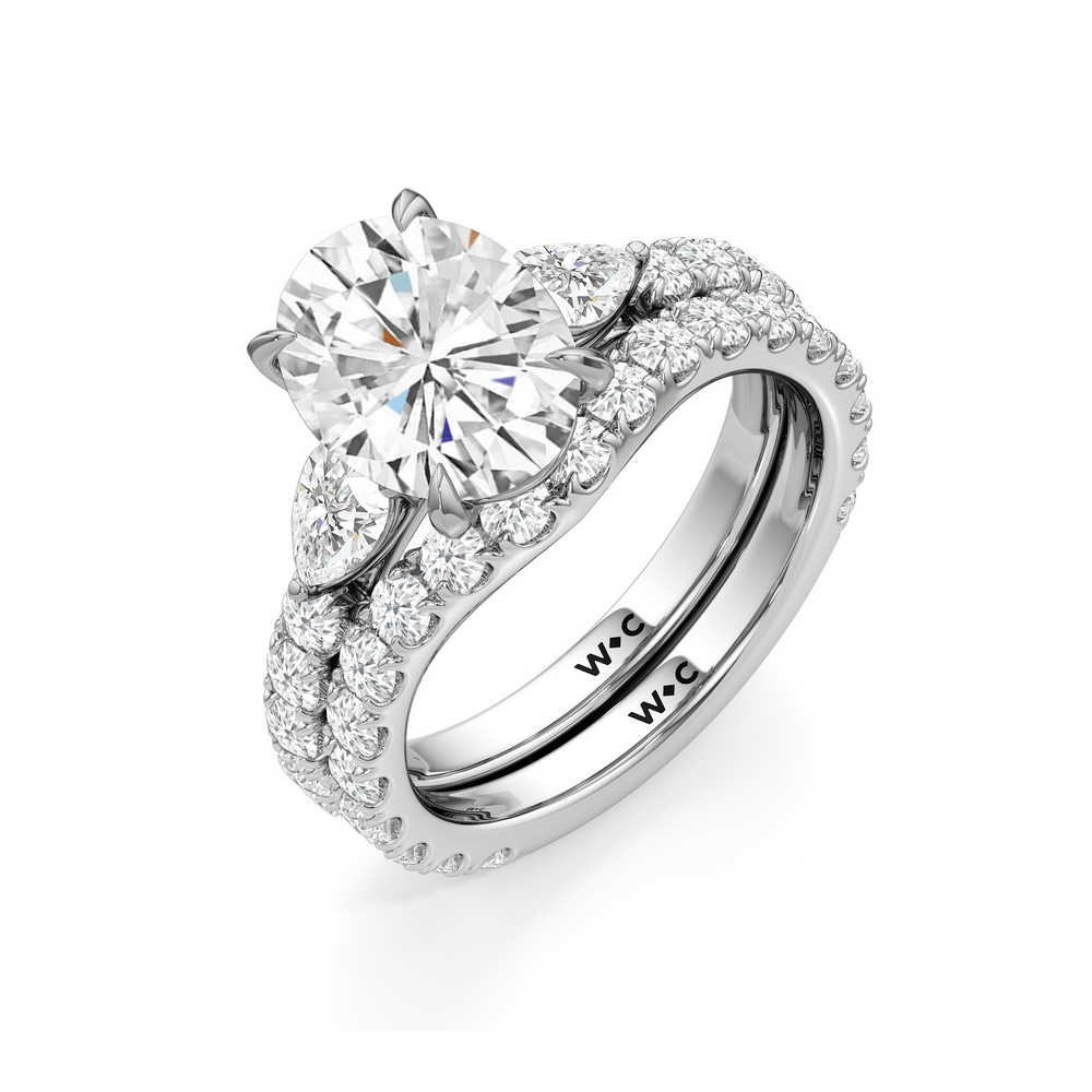 Elan Crossover Diamond Wedding Band with Platinum Cut Diamond in 14KT Platinum view 6
