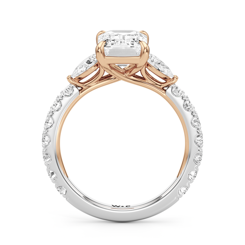 Elan Crossover Engagement Ring with Emerald Cut Diamond in 14KT White & Rose Gold view 4
