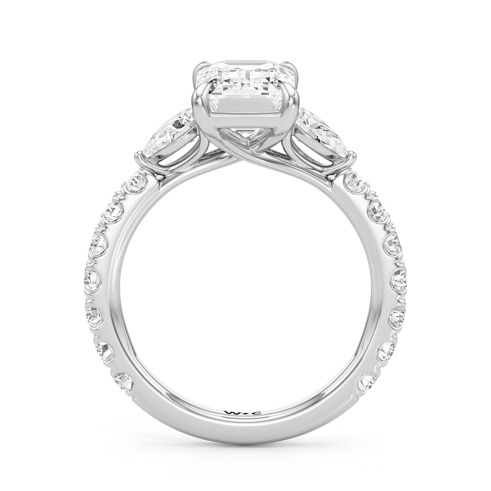 Elan Crossover Engagement Ring with Emerald Cut Diamond in 14KT Platinum view 4
