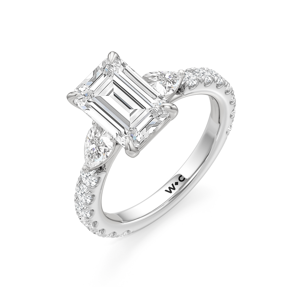 Elan Crossover Engagement Ring with Emerald Cut Diamond in 14KT Platinum view 5
