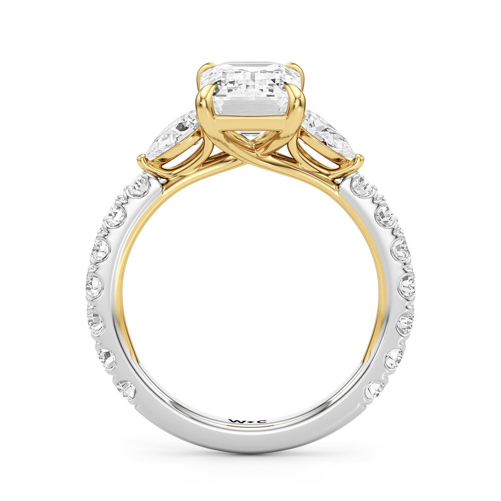 Elan Crossover Engagement Ring with Emerald Cut Diamond in 14KT White & Yellow Gold view 4
