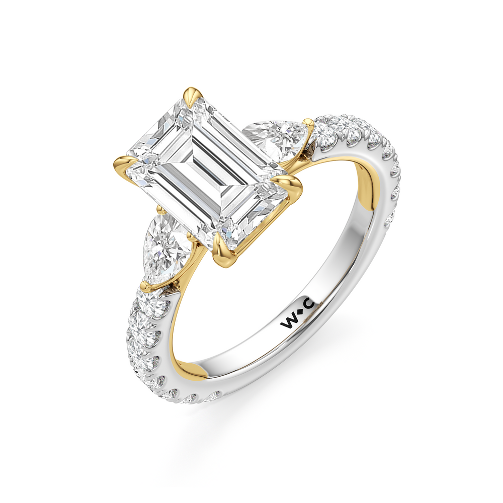 Elan Crossover Engagement Ring with Emerald Cut Diamond in 14KT White & Yellow Gold view 5
