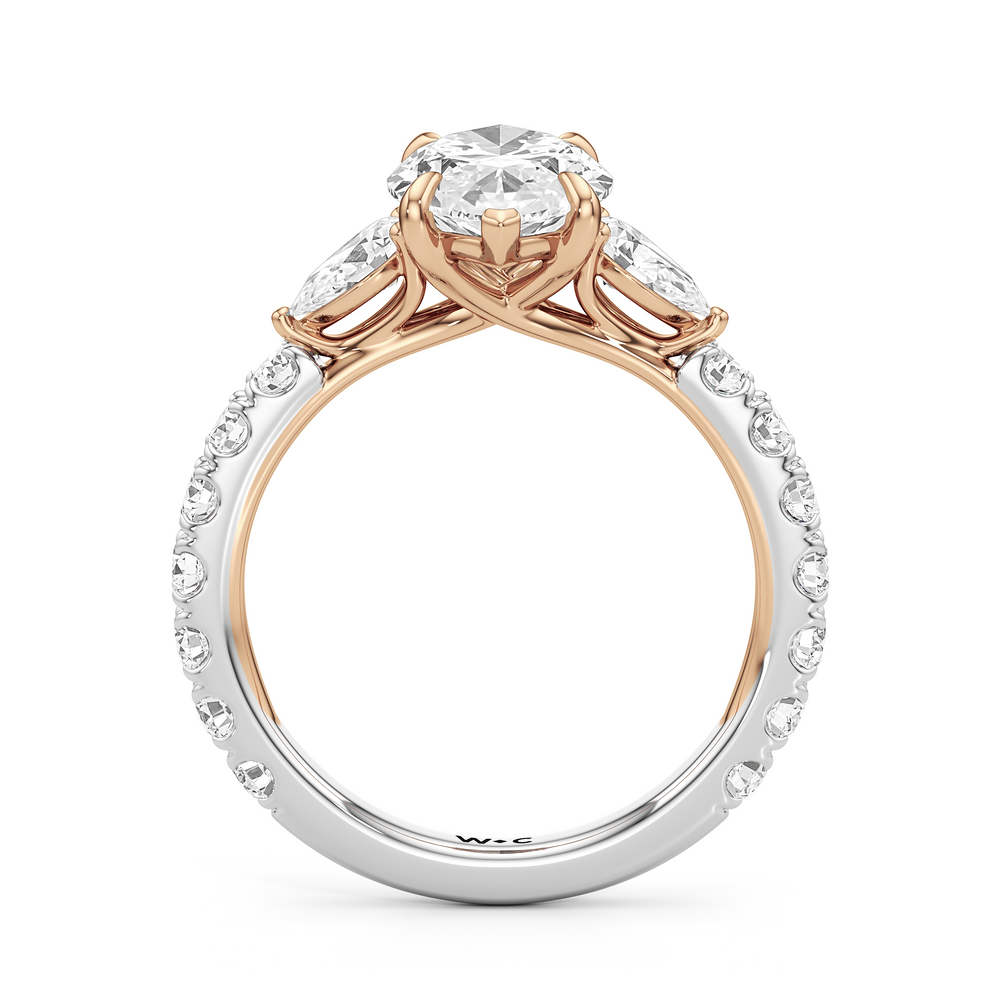 Elan Crossover Engagement Ring with Marquise Cut Diamond in 14KT White & Rose Gold view 4
