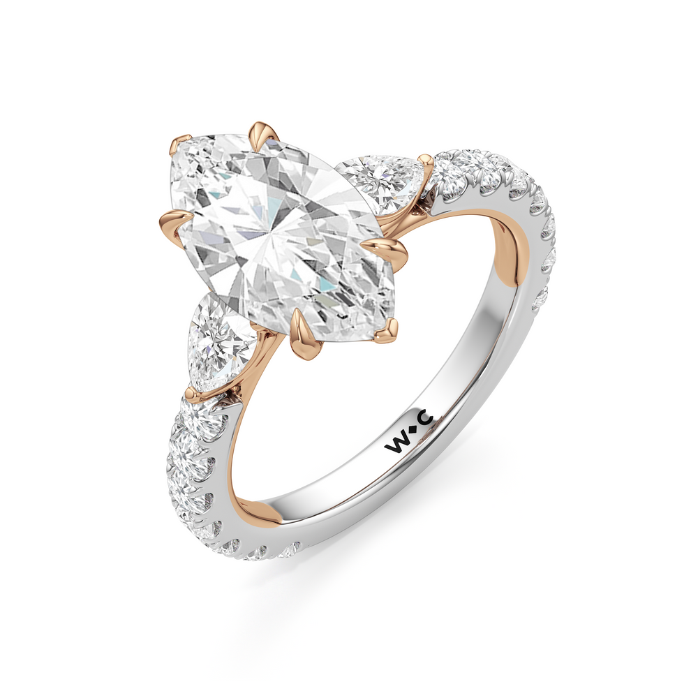 Elan Crossover Engagement Ring with Marquise Cut Diamond in 14KT White & Rose Gold view 5
