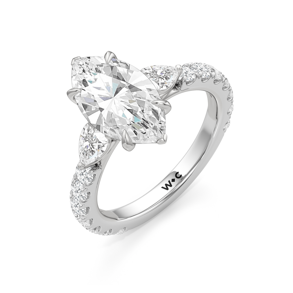 Elan Crossover Engagement Ring with Marquise Cut Diamond in 14KT Platinum view 5
