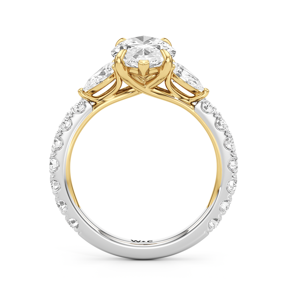 Elan Crossover Engagement Ring with Marquise Cut Diamond in 14KT White & Yellow Gold view 4
