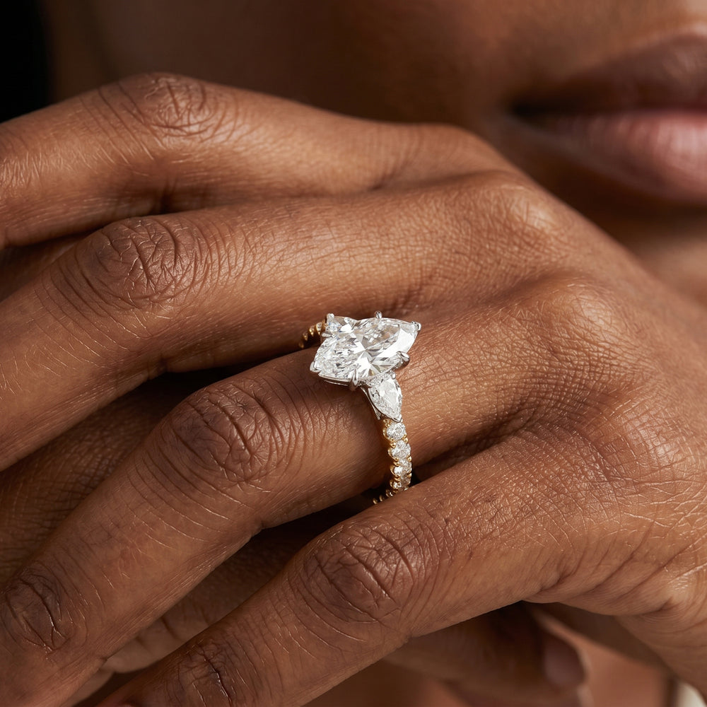 Elan Crossover Engagement Ring with Emerald Cut Diamond in 14KT Platinum view 3
