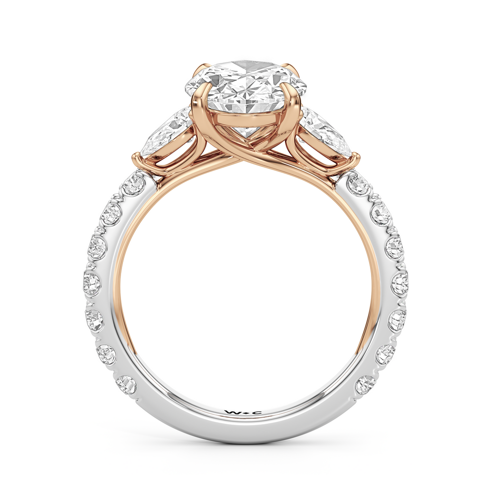 Elan Crossover Engagement Ring with Oval Cut Diamond in 14KT White & Rose Gold view 4
