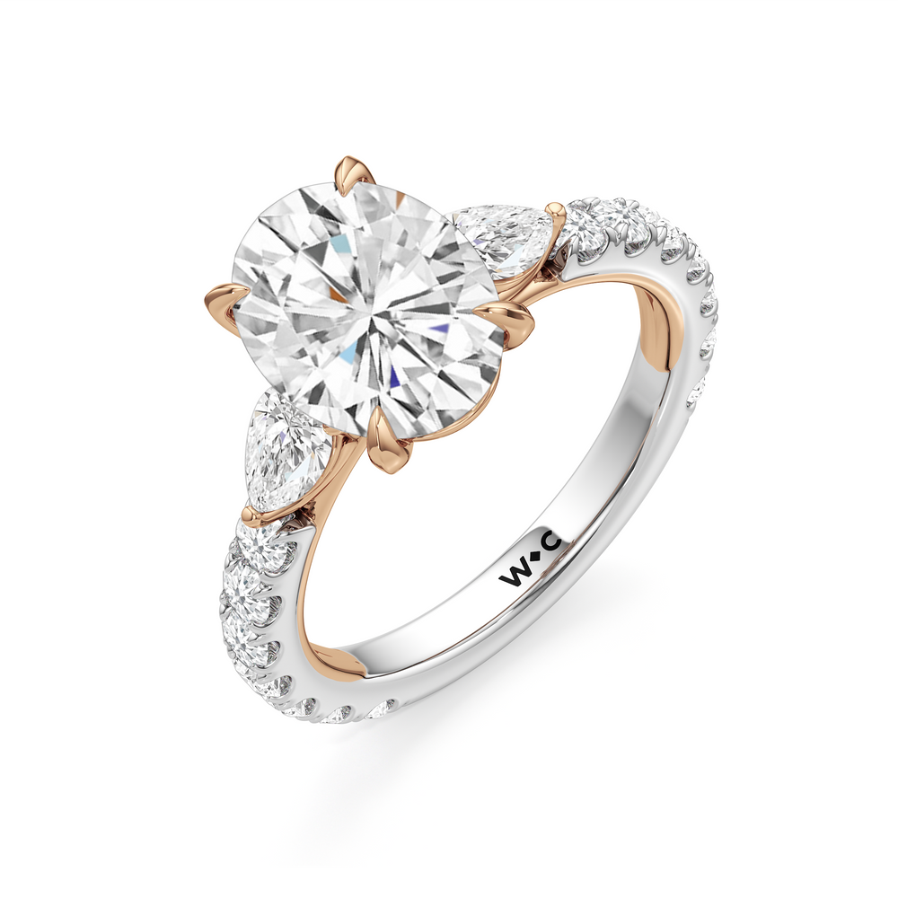 Elan Crossover Engagement Ring with Oval Cut Diamond in 14KT White & Rose Gold view 5
