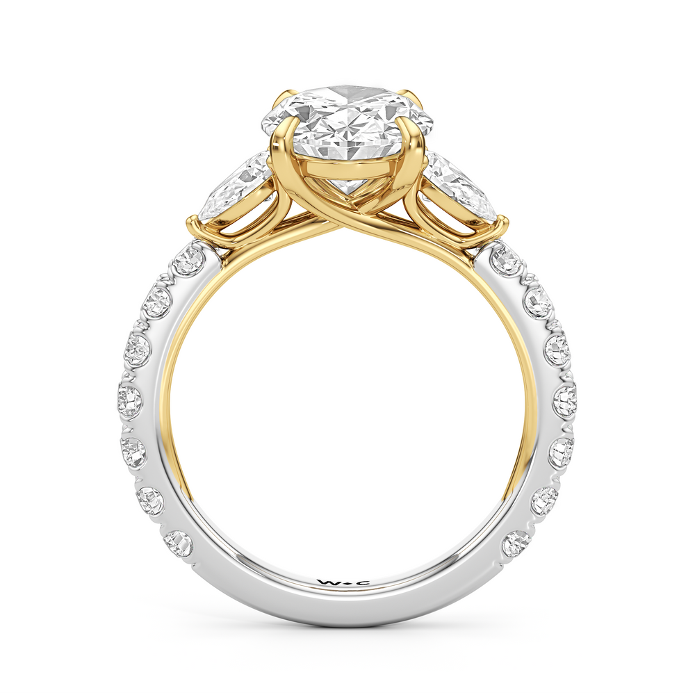 Elan Crossover Engagement Ring with Oval Cut Diamond in 14KT White & Yellow Gold view 4
