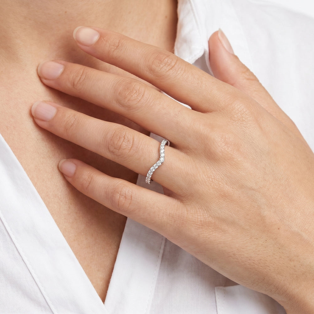 The Tulip Heart Diamond Wedding Band with Platinum Cut Diamond in 14KT Platinum view 2
