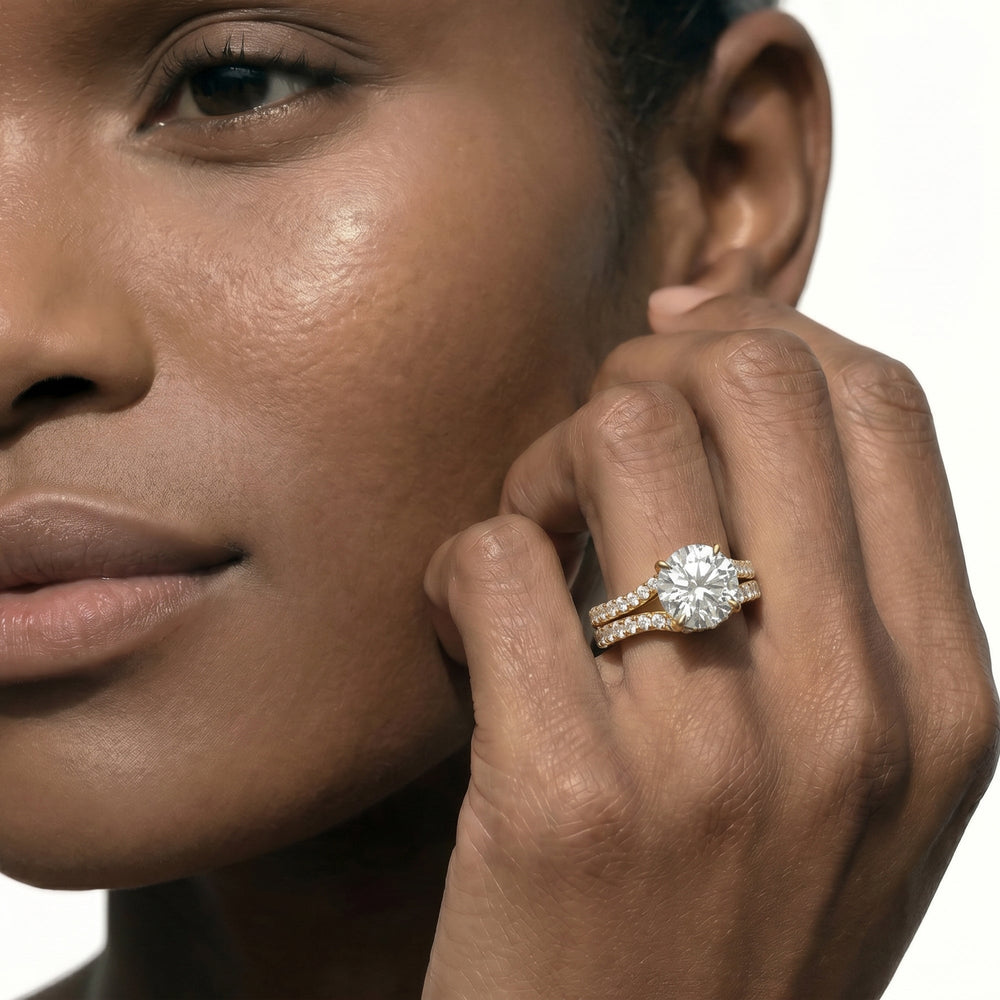 The Tulip Heart Diamond Wedding Band with Platinum Cut Diamond in 14KT Platinum view 4
