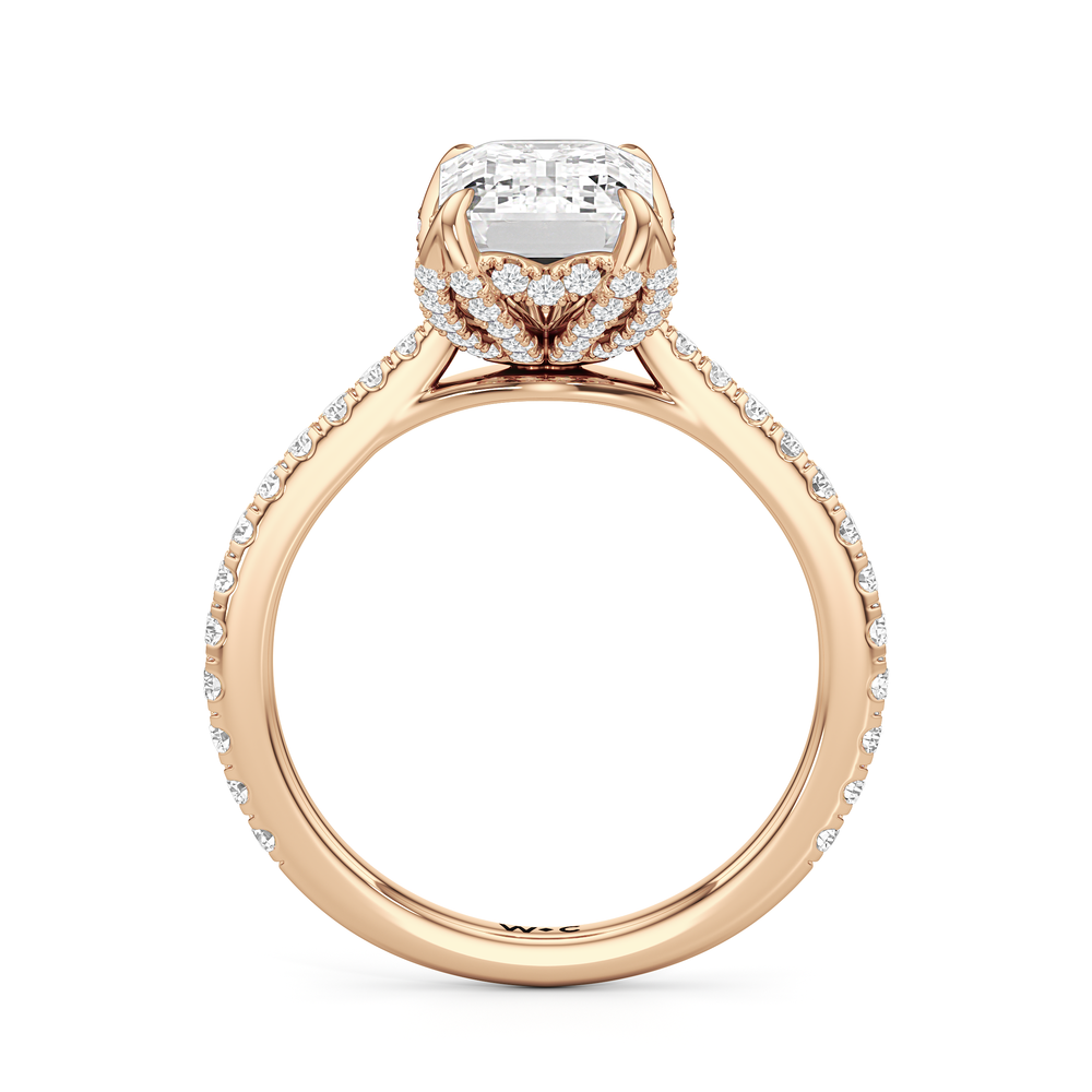 Emerald Cut The Tulip Heart Ring with Lab Grown Diamond in 14KT Rose Gold view 4
