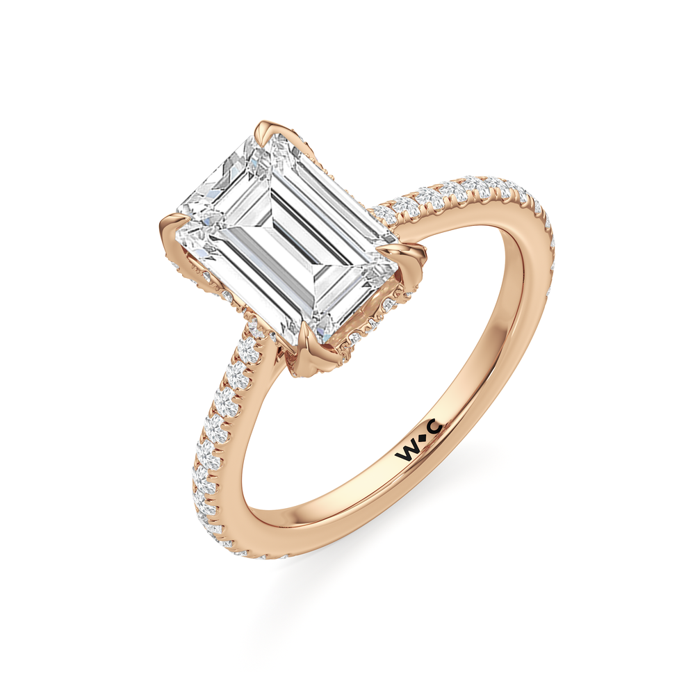 Emerald Cut The Tulip Heart Ring with Lab Grown Diamond in 14KT Rose Gold view 5
