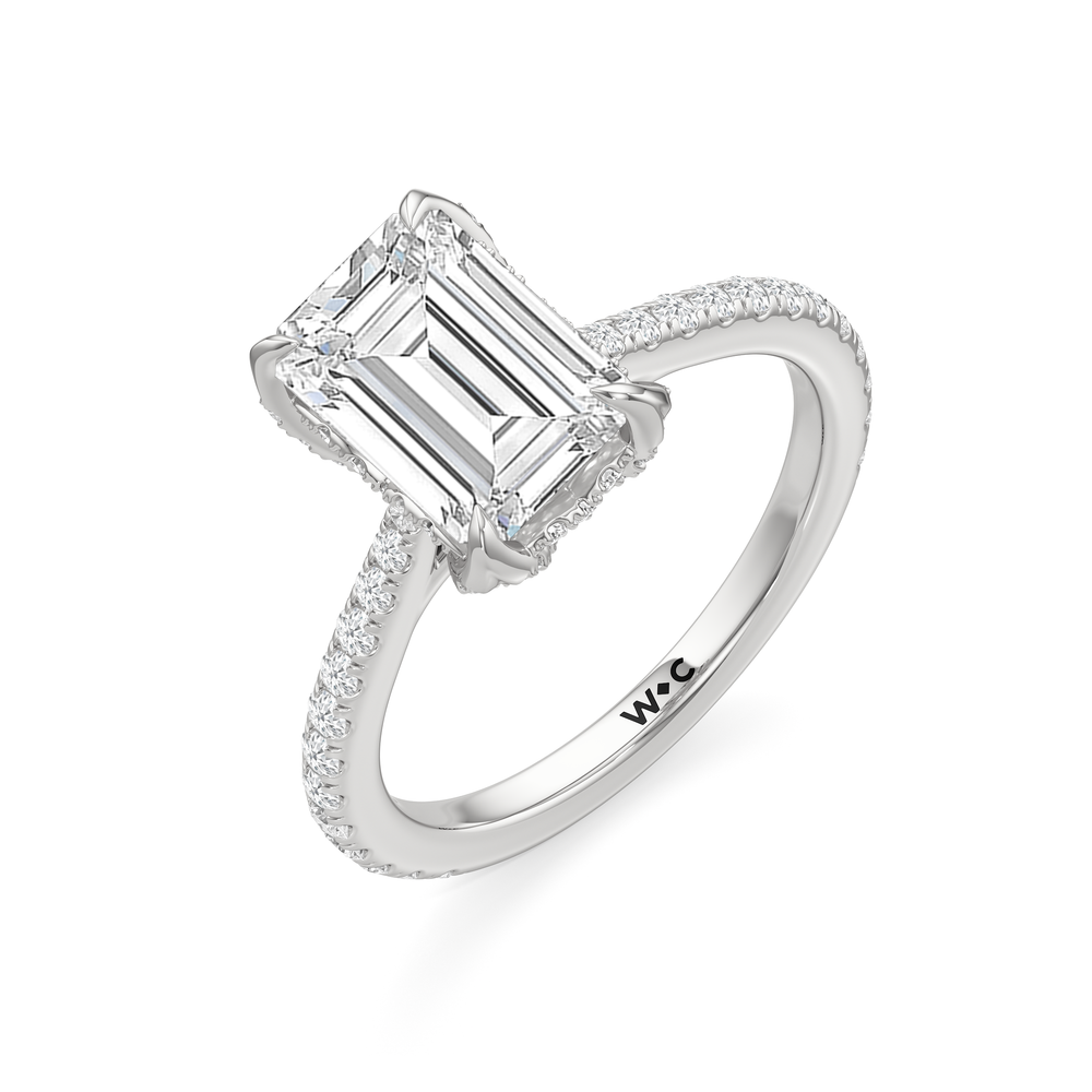 Emerald Cut The Tulip Heart Ring with Lab Grown Diamond in 14KT Platinum view 5
