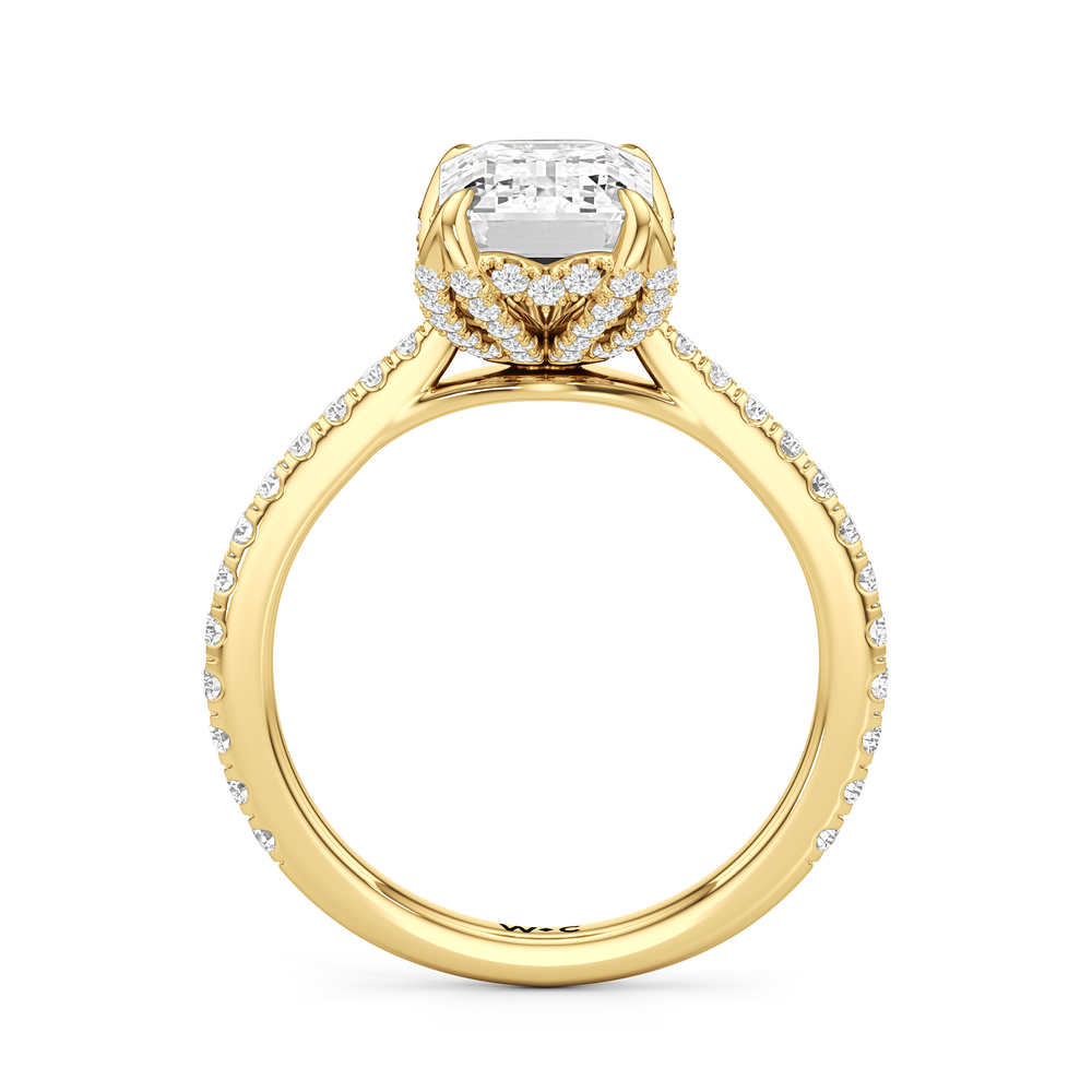 Emerald Cut The Tulip Heart Ring with Lab Grown Diamond in 14KT Yellow Gold view 4
