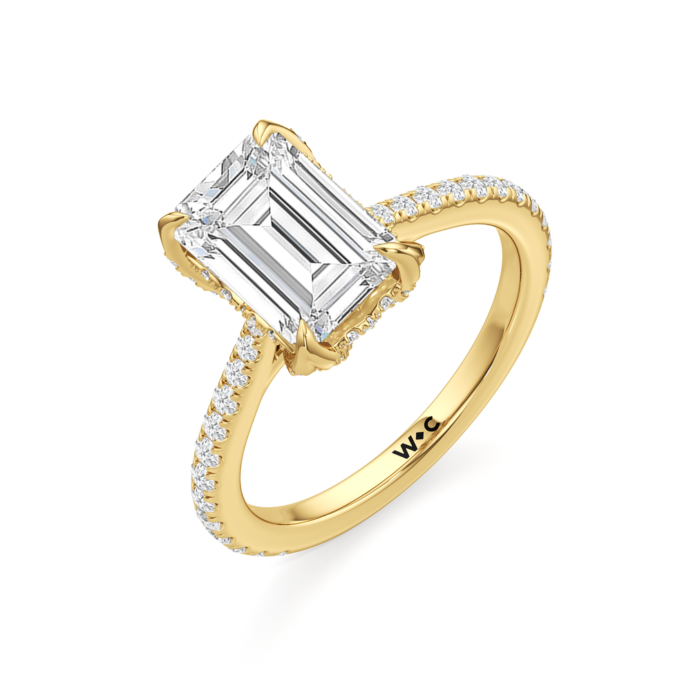 Emerald Cut The Tulip Heart Ring with Lab Grown Diamond in 14KT Yellow Gold view 5
