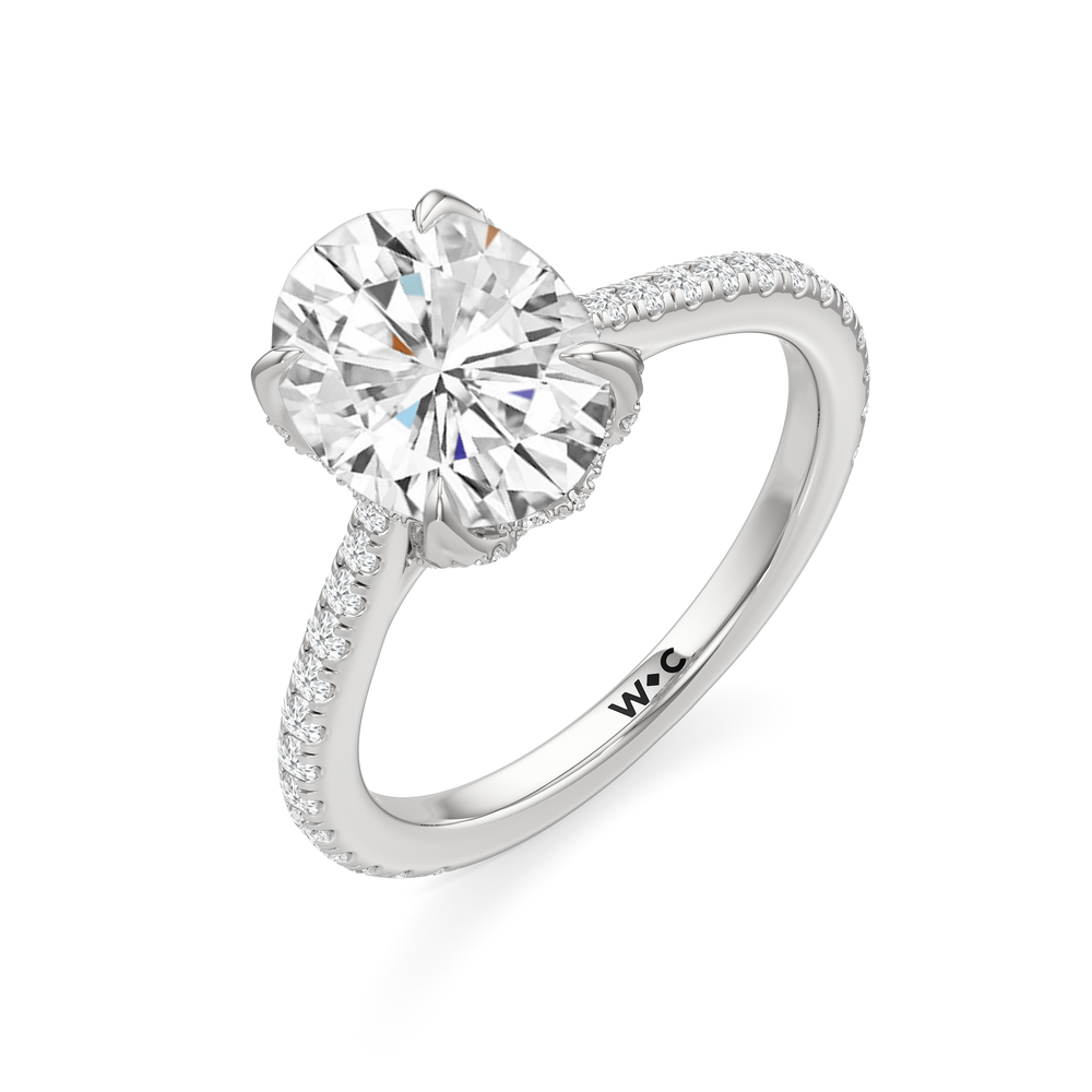Oval Cut The Tulip Heart Ring with Lab Grown Diamond in 14KT Platinum view 5
