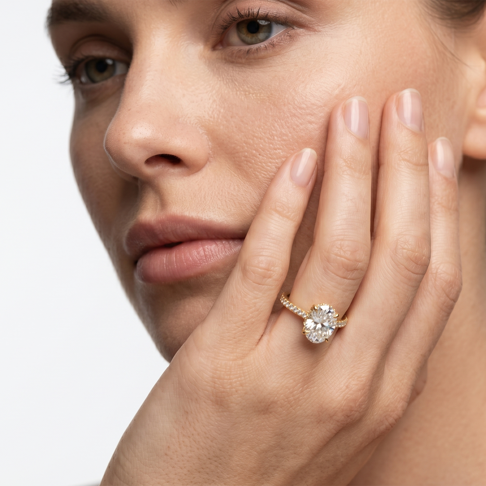 Oval Cut The Tulip Heart Ring with Lab Grown Diamond in 14KT Rose Gold view 3
