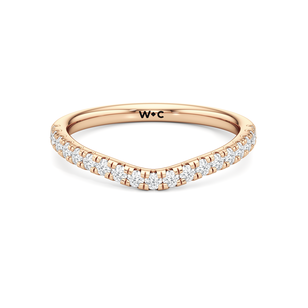 Trellis Oval Side Stone Diamond Wedding Band with 18KT Rose Gold Cut Diamond in 14KT Rose Gold view 1

