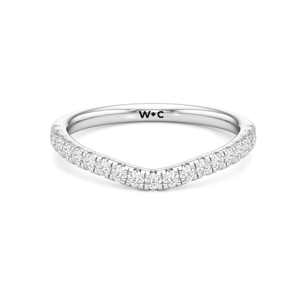 Trellis Oval Side Stone Diamond Wedding Band with Platinum Cut Diamond in 14KT Platinum view 1
