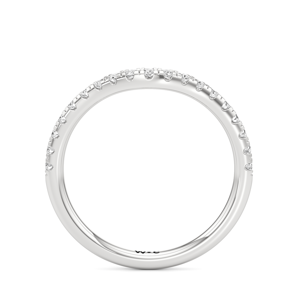 Trellis Oval Side Stone Diamond Wedding Band with Platinum Cut Diamond in 14KT Platinum view 4
