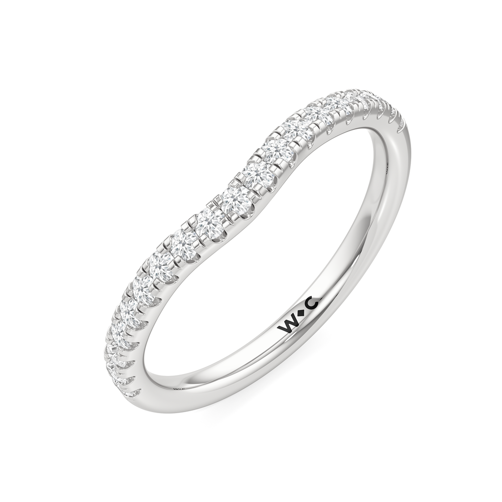 Trellis Oval Side Stone Diamond Wedding Band with Platinum Cut Diamond in 14KT Platinum view 5
