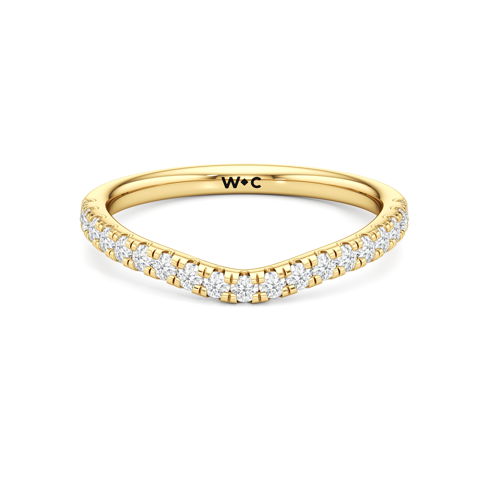 Trellis Oval Side Stone Diamond Wedding Band with 18KT Yellow Gold Cut Diamond in 14KT Yellow Gold view 1
