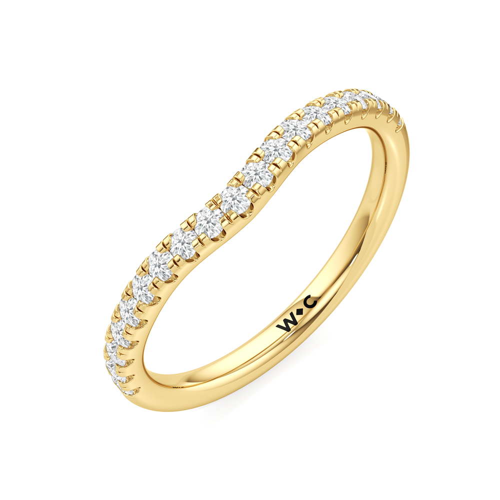 Trellis Oval Side Stone Diamond Wedding Band with 18KT Yellow Gold Cut Diamond in 14KT Yellow Gold view 5
