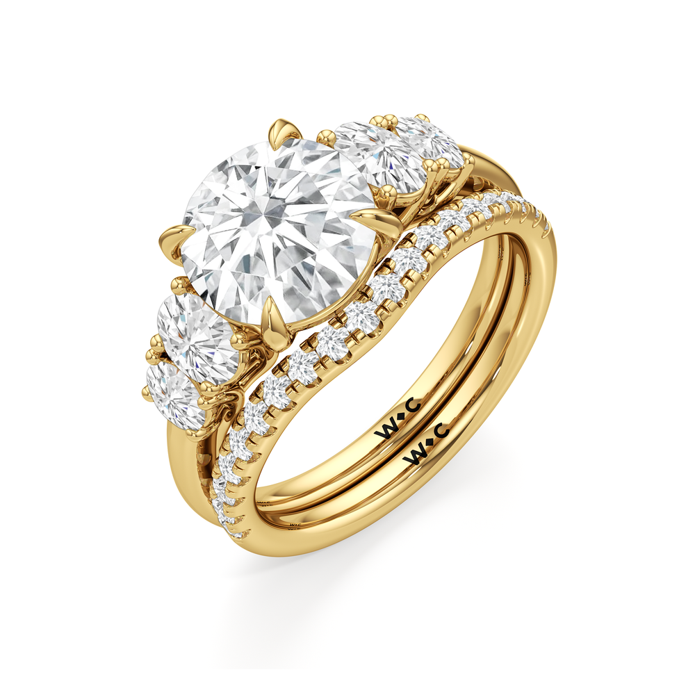 Trellis Oval Side Stone Diamond Wedding Band with 18KT Yellow Gold Cut Diamond in 14KT Yellow Gold view 6
