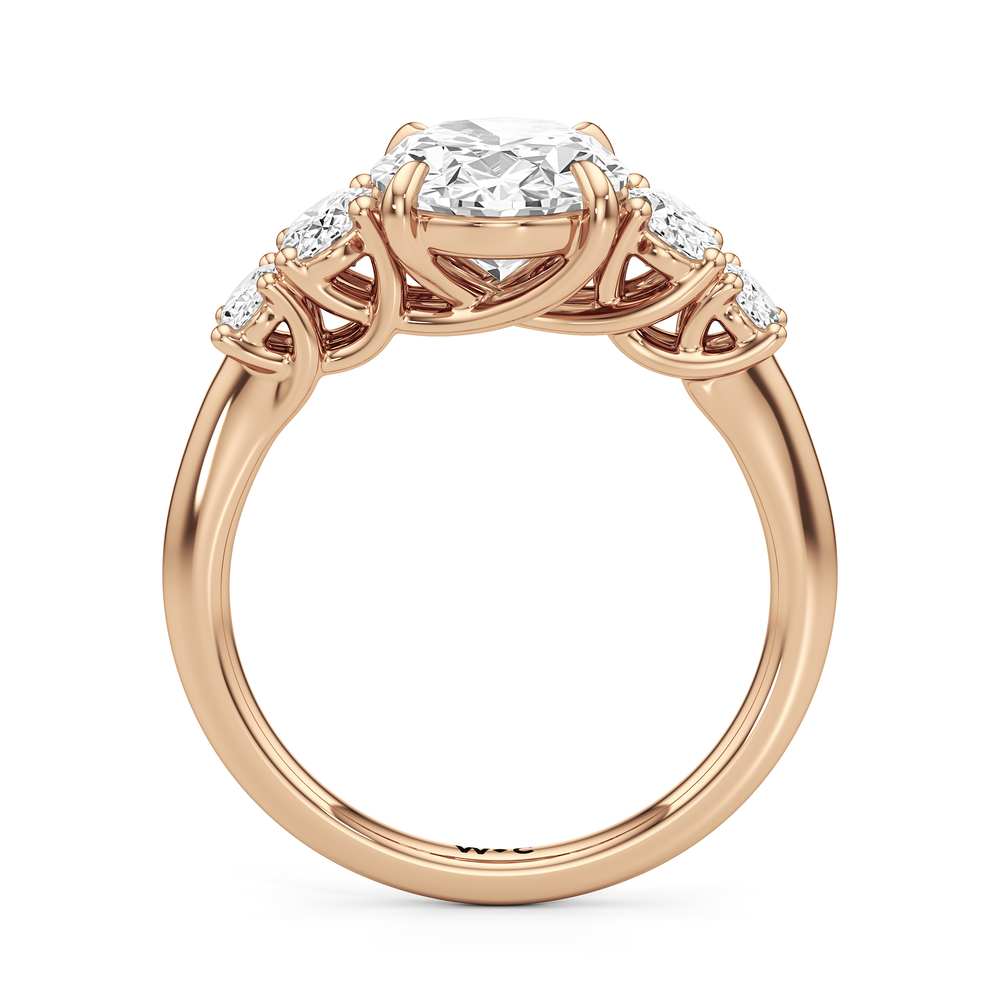 Oval Cut Trellis Oval Side Stone Engagement Ring with Lab Grown Diamond in 14KT Rose Gold view 4
