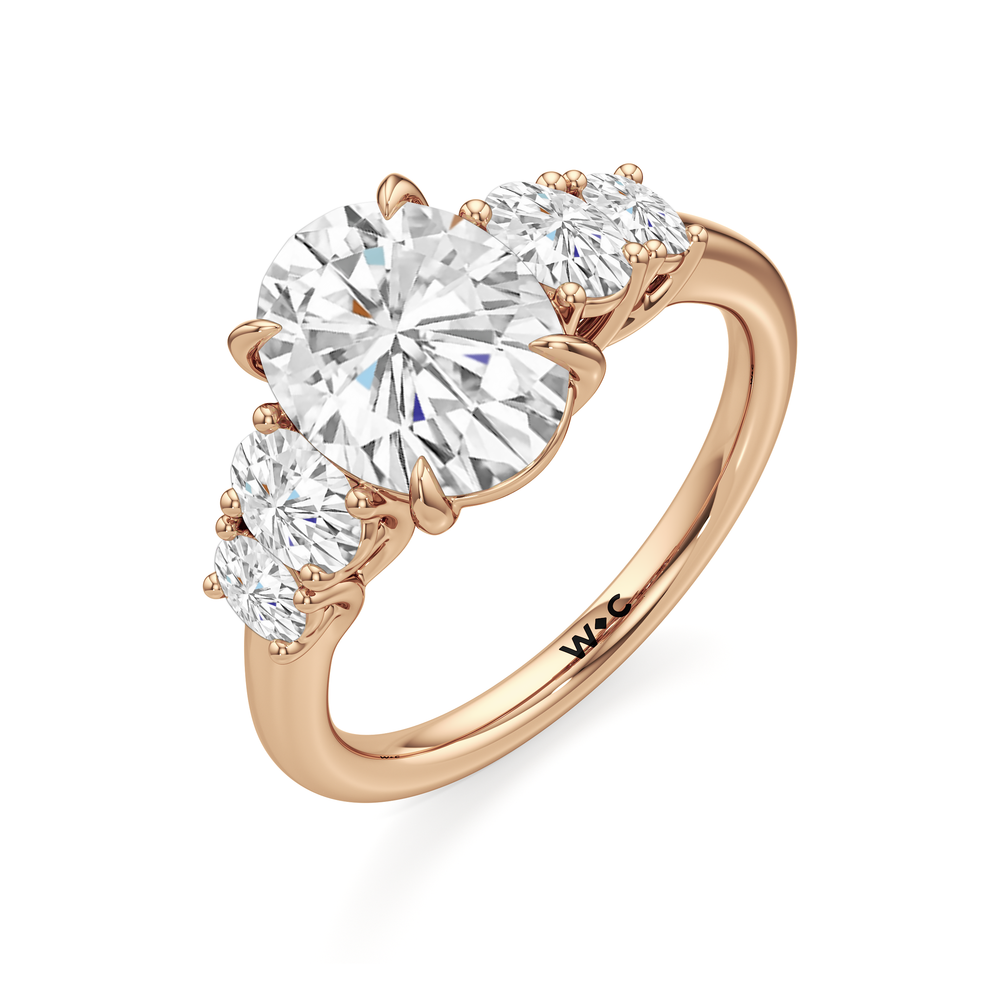 Oval Cut Trellis Oval Side Stone Engagement Ring with Lab Grown Diamond in 14KT Rose Gold view 5
