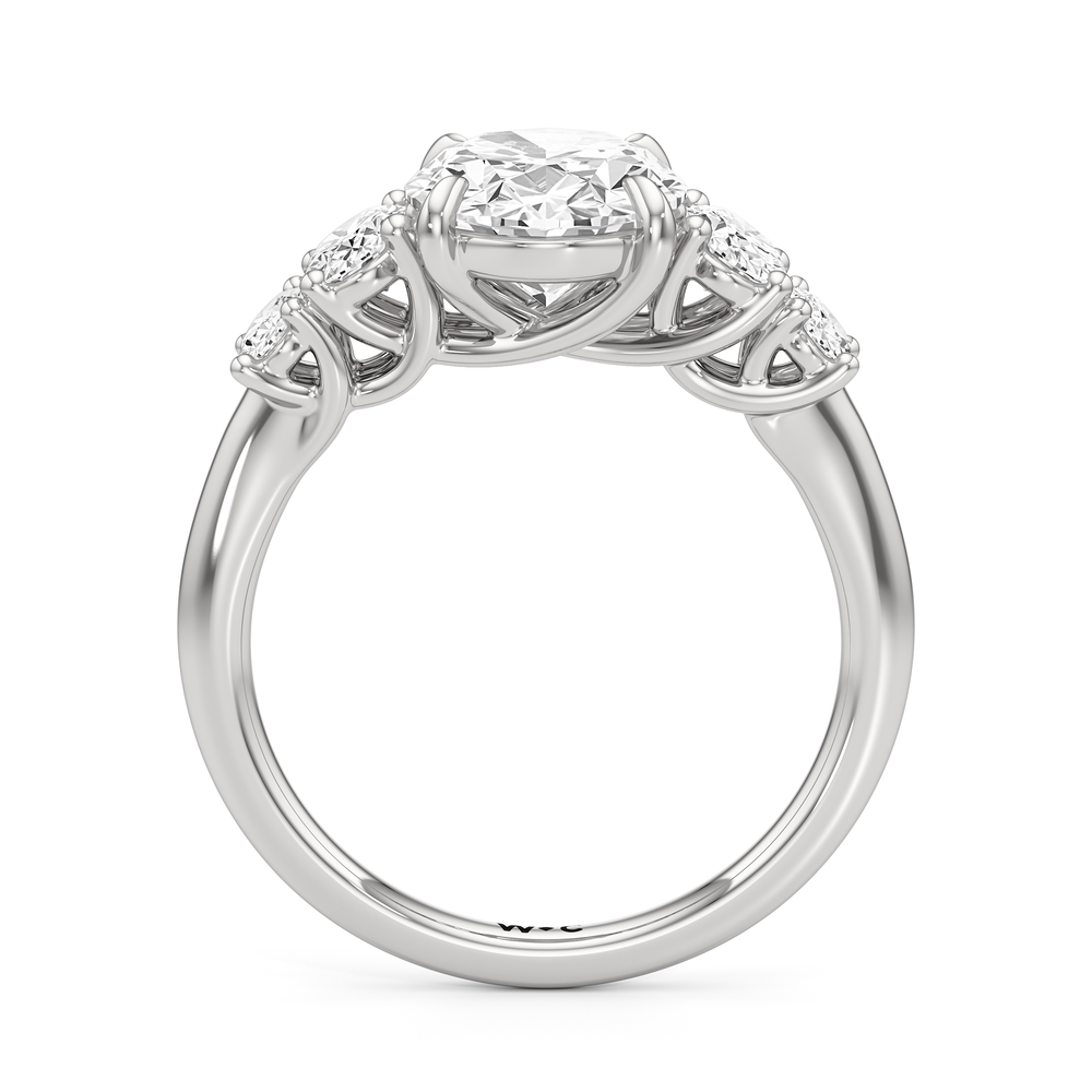Oval Cut Trellis Oval Side Stone Engagement Ring with Lab Grown Diamond in 14KT Platinum view 4
