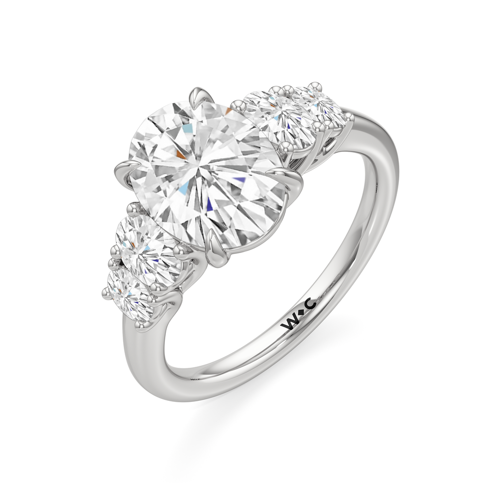 Oval Cut Trellis Oval Side Stone Engagement Ring with Lab Grown Diamond in 14KT Platinum view 5
