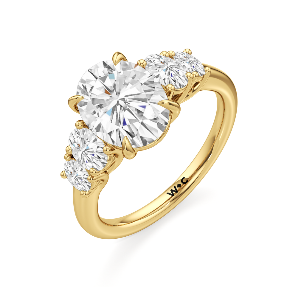 Oval Cut Trellis Oval Side Stone Engagement Ring with Lab Grown Diamond in 14KT Yellow Gold view 5
