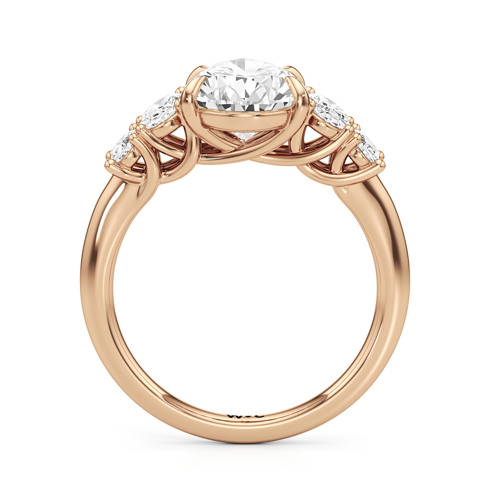 Pear Cut Trellis Oval Side Stone Engagement Ring with Lab Grown Diamond in 14KT Rose Gold view 4
