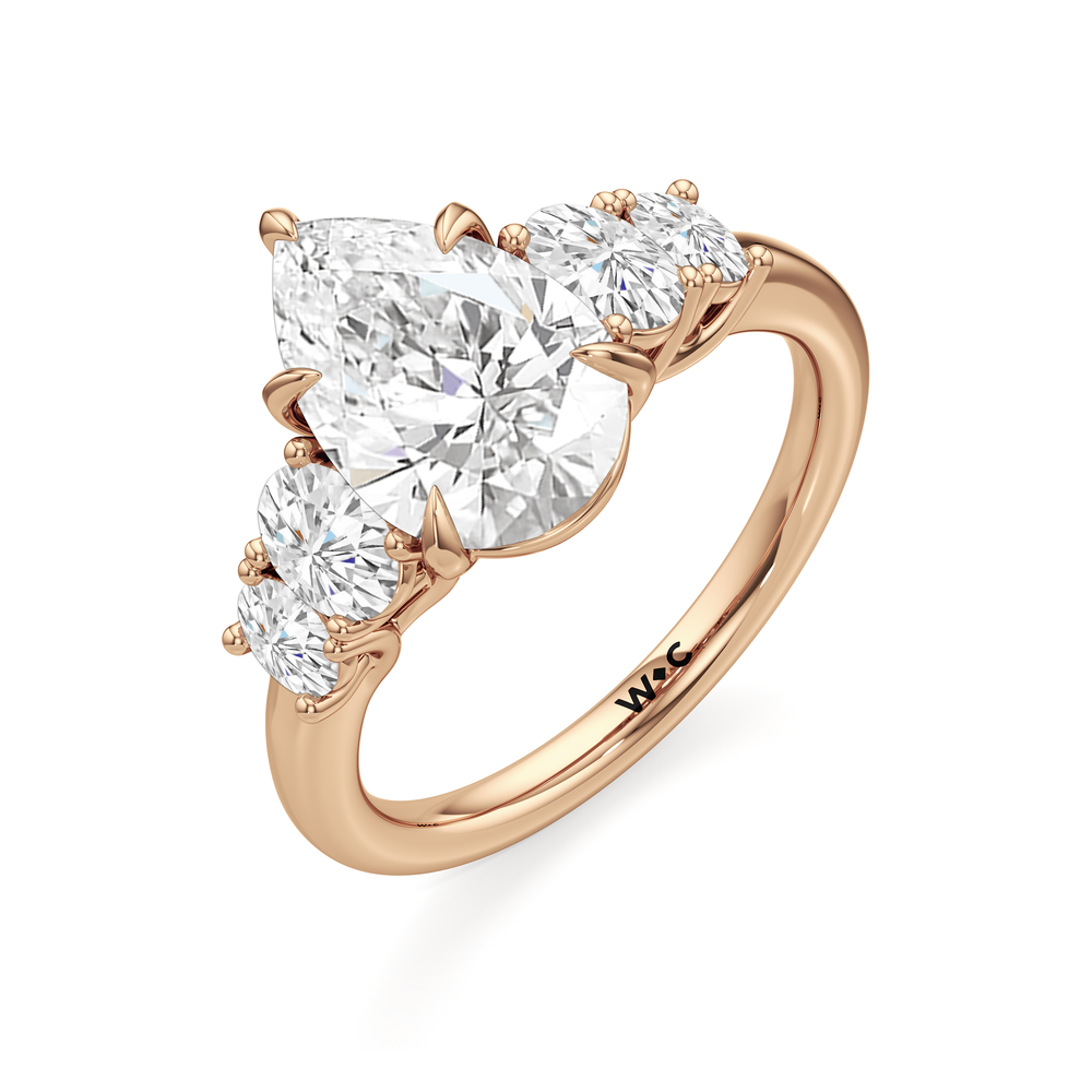 Pear Cut Trellis Oval Side Stone Engagement Ring with Lab Grown Diamond in 14KT Rose Gold view 5
