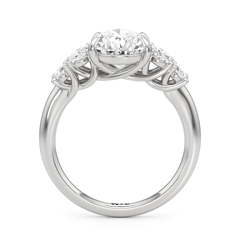 Pear Cut Trellis Oval Side Stone Engagement Ring with Lab Grown Diamond in 14KT Platinum view 4
