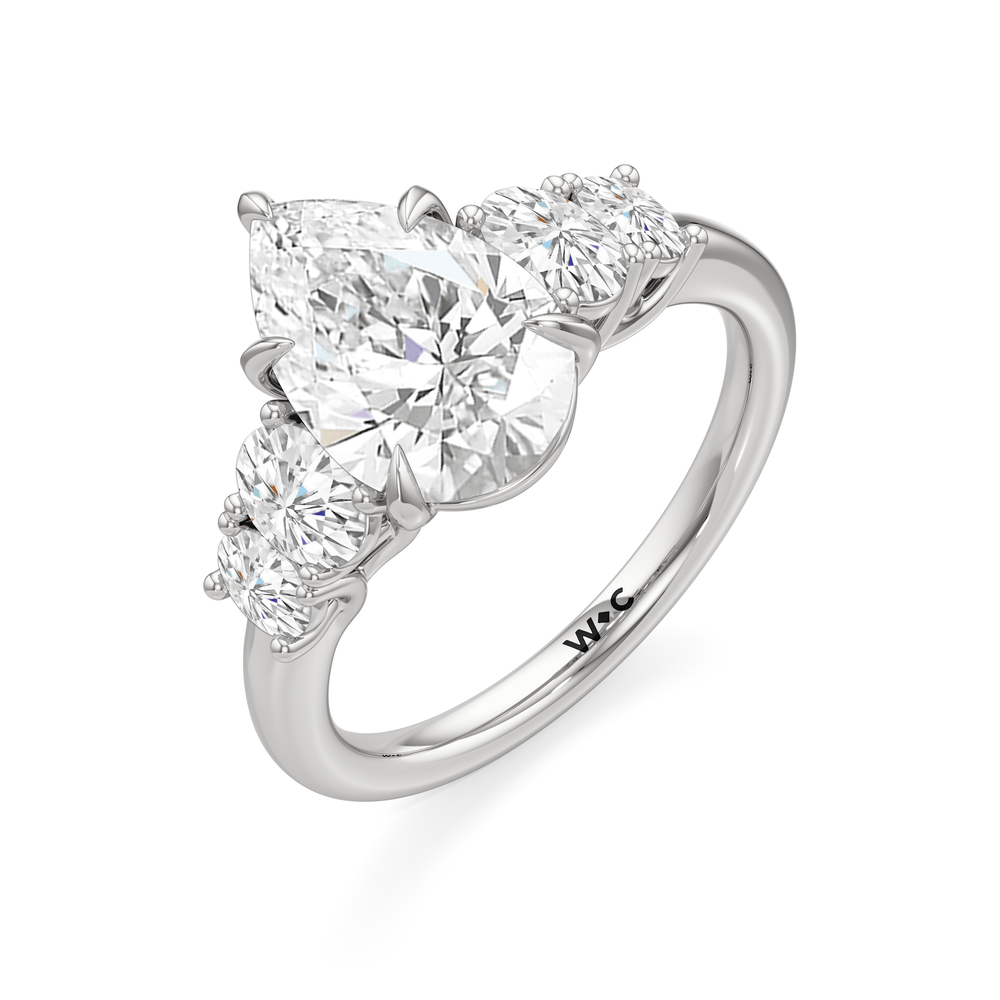 Pear Cut Trellis Oval Side Stone Engagement Ring with Lab Grown Diamond in 14KT Platinum view 5
