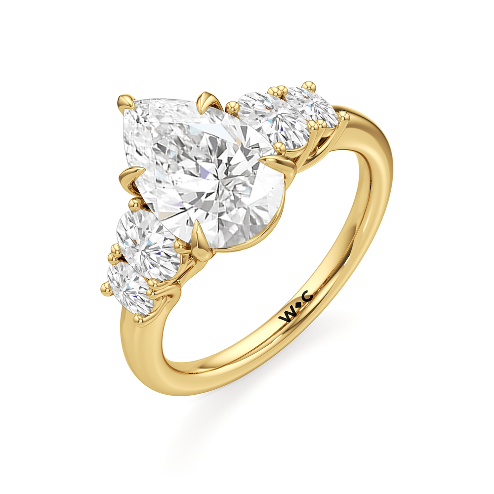Pear Cut Trellis Oval Side Stone Engagement Ring with Lab Grown Diamond in 14KT Yellow Gold view 5
