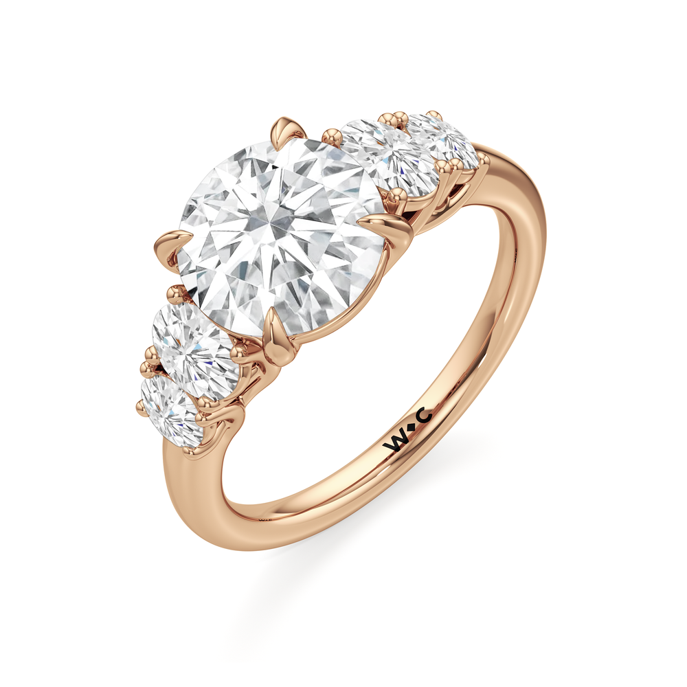 Round Cut Trellis Oval Side Stone Engagement Ring with Lab Grown Diamond in 14KT Rose Gold view 5
