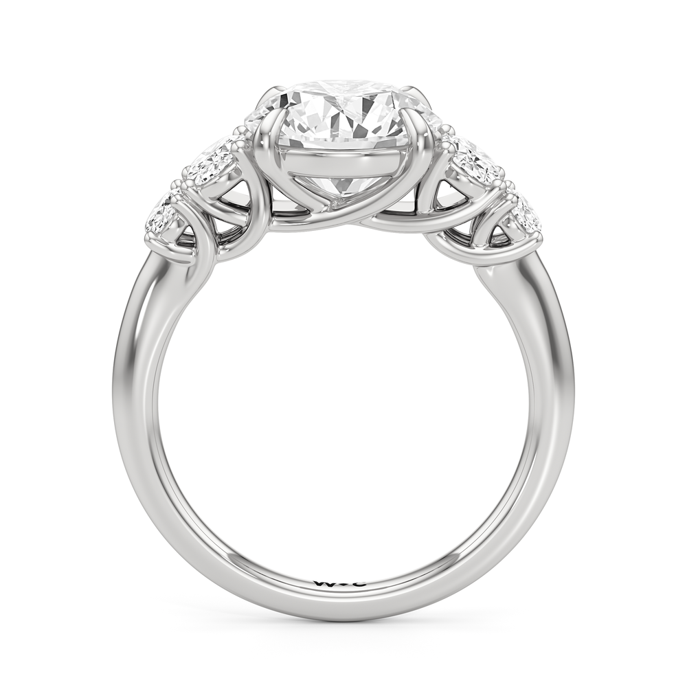 Round Cut Trellis Oval Side Stone Engagement Ring with Lab Grown Diamond in 14KT Platinum view 4

