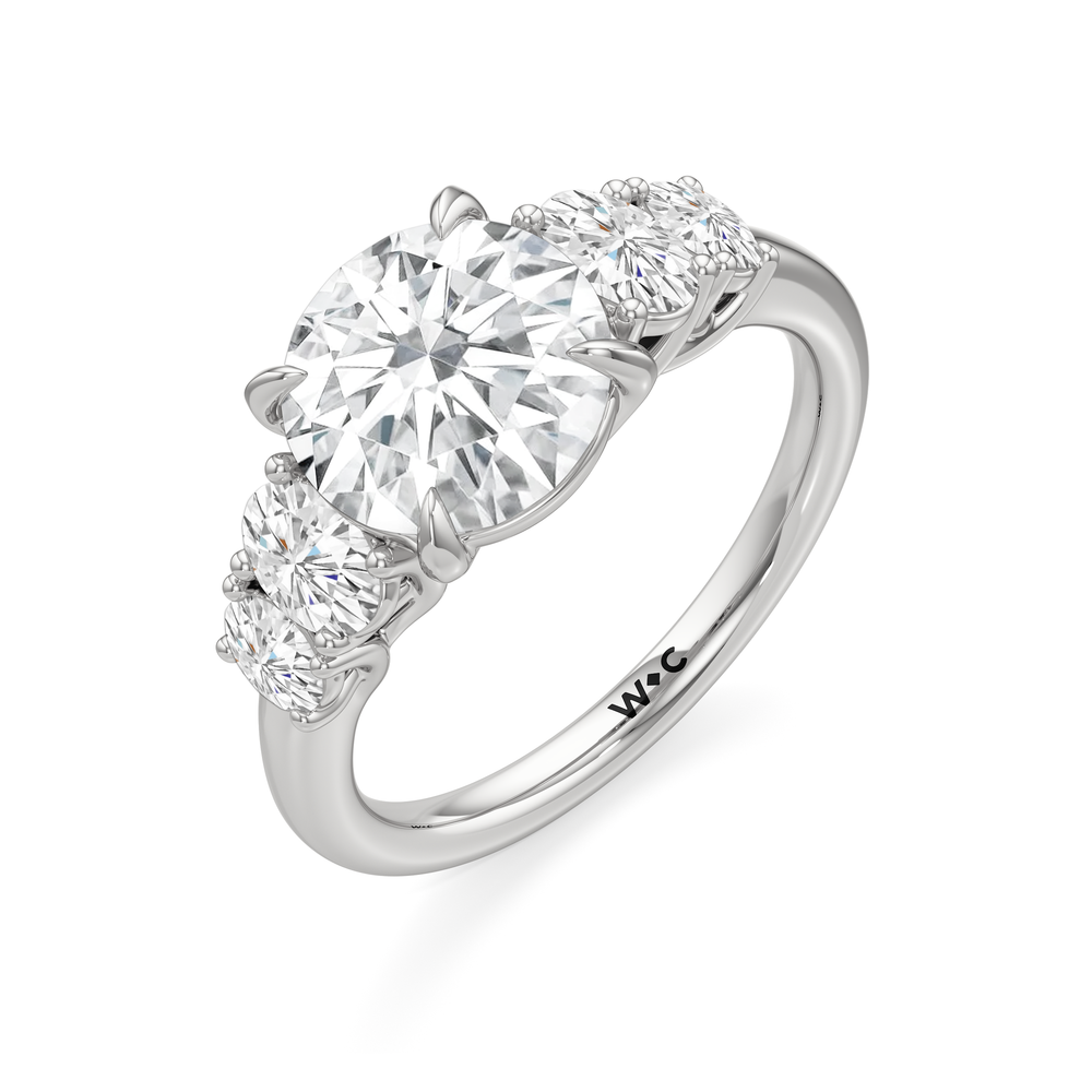 Round Cut Trellis Oval Side Stone Engagement Ring with Lab Grown Diamond in 14KT Platinum view 5
