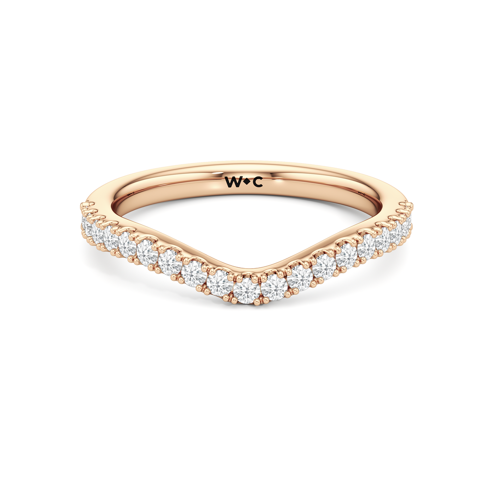 Trellis Pear Side Stone Diamond Wedding Band with 18KT Rose Gold Cut Diamond in 14KT Rose Gold view 1
