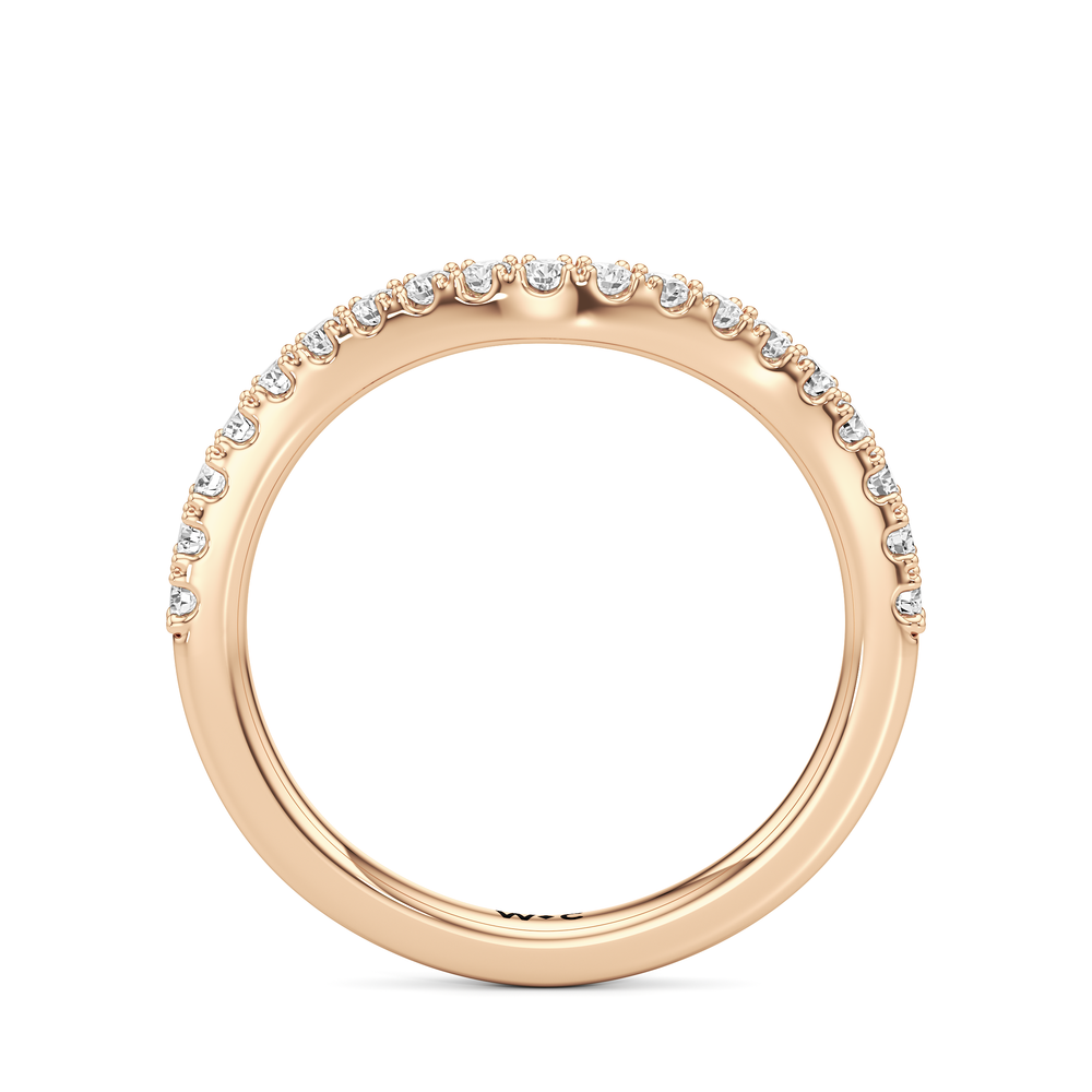 Trellis Pear Side Stone Diamond Wedding Band with 18KT Rose Gold Cut Diamond in 14KT Rose Gold view 4
