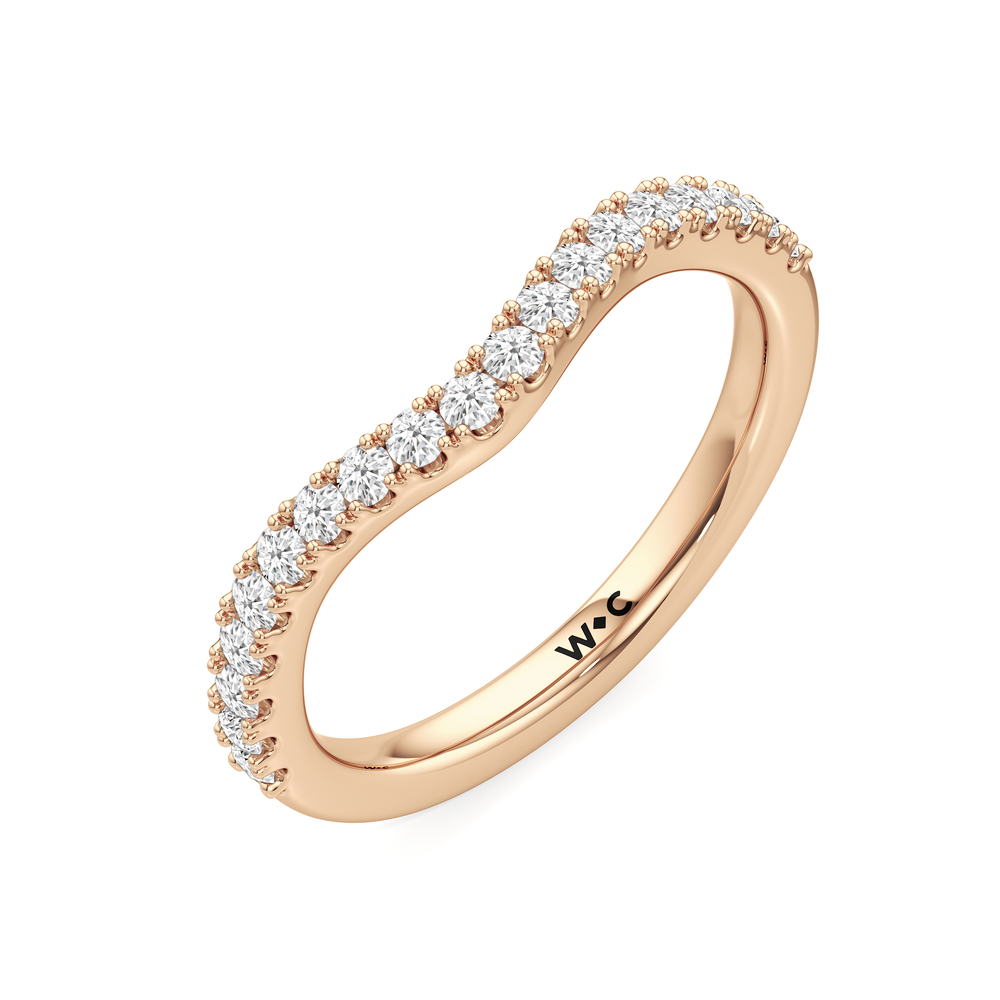 Trellis Pear Side Stone Diamond Wedding Band with 18KT Rose Gold Cut Diamond in 14KT Rose Gold view 5
