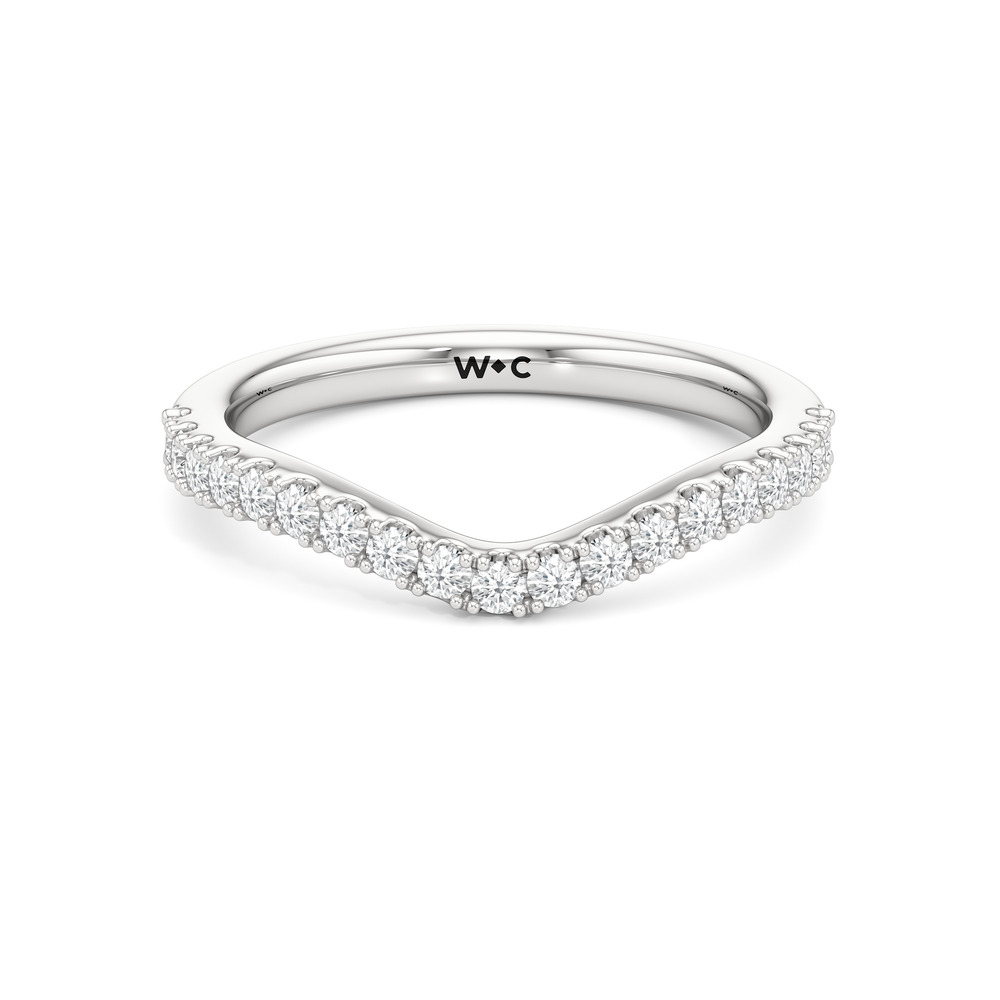 Trellis Pear Side Stone Diamond Wedding Band with Platinum Cut Diamond in 14KT Platinum view 1
