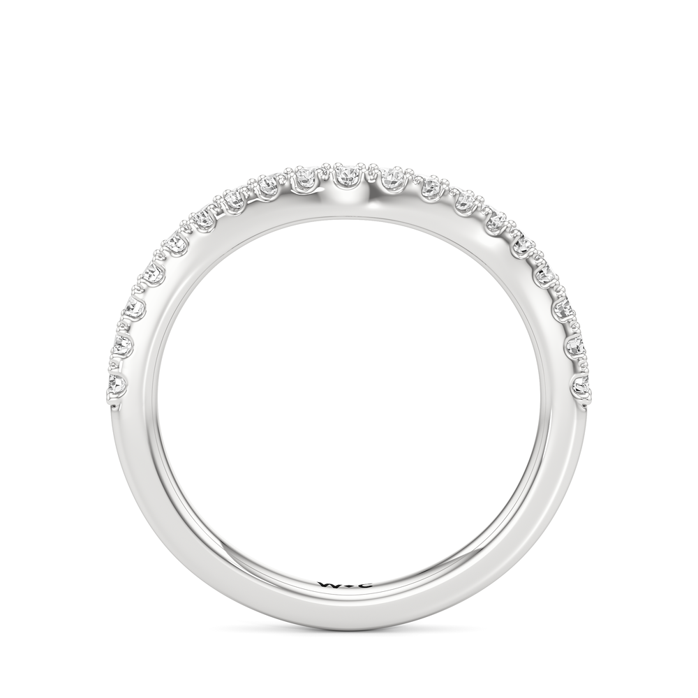 Trellis Pear Side Stone Diamond Wedding Band with Platinum Cut Diamond in 14KT Platinum view 4
